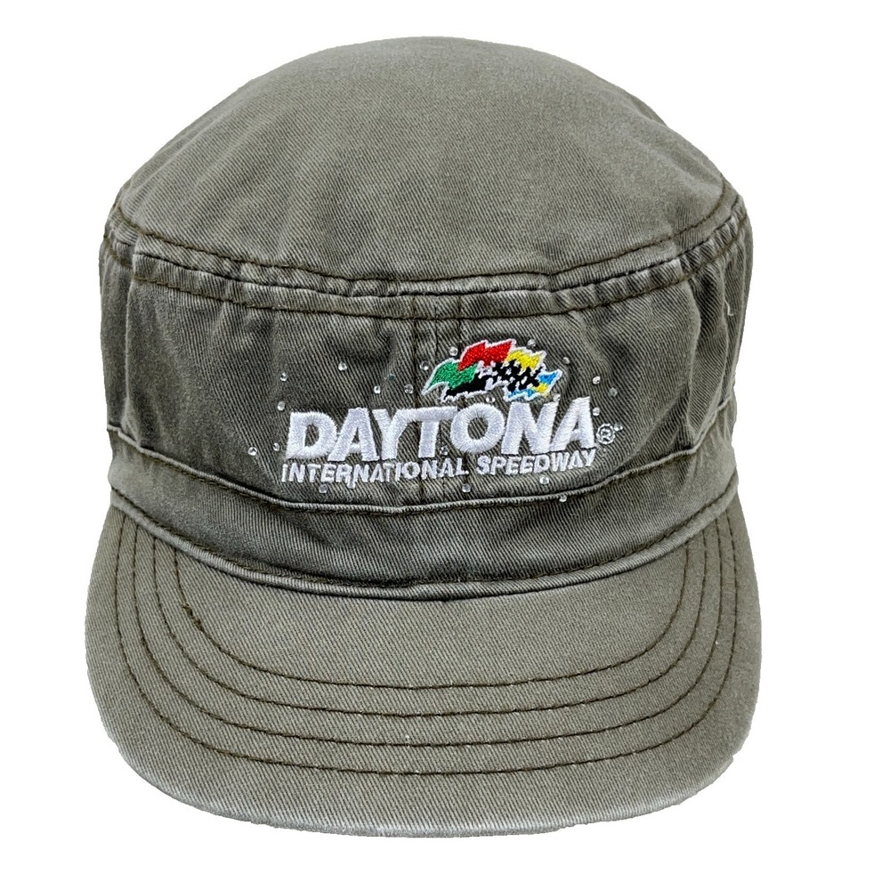 Daytona 500 Cadet Hat Cap Womens Olive Green‎ Military Army Adjustable NASCAR